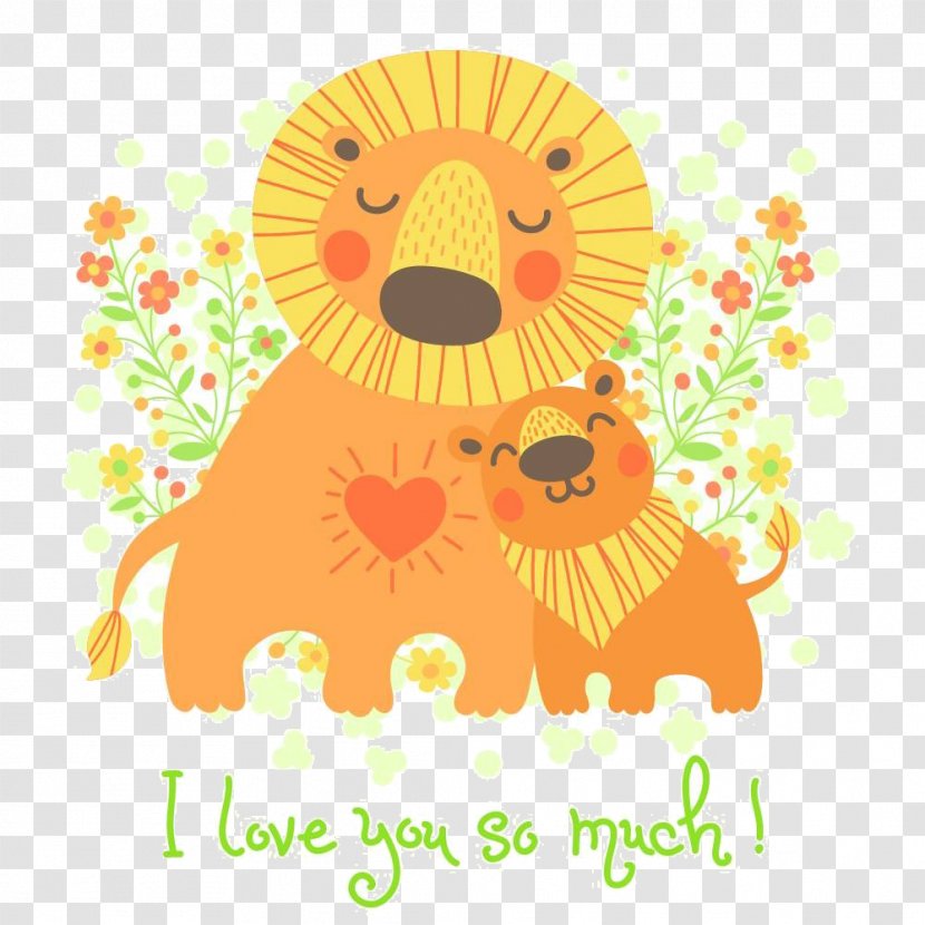 Lion Fathers Day Euclidean Vector Illustration - Cartoon Flower Transparent PNG