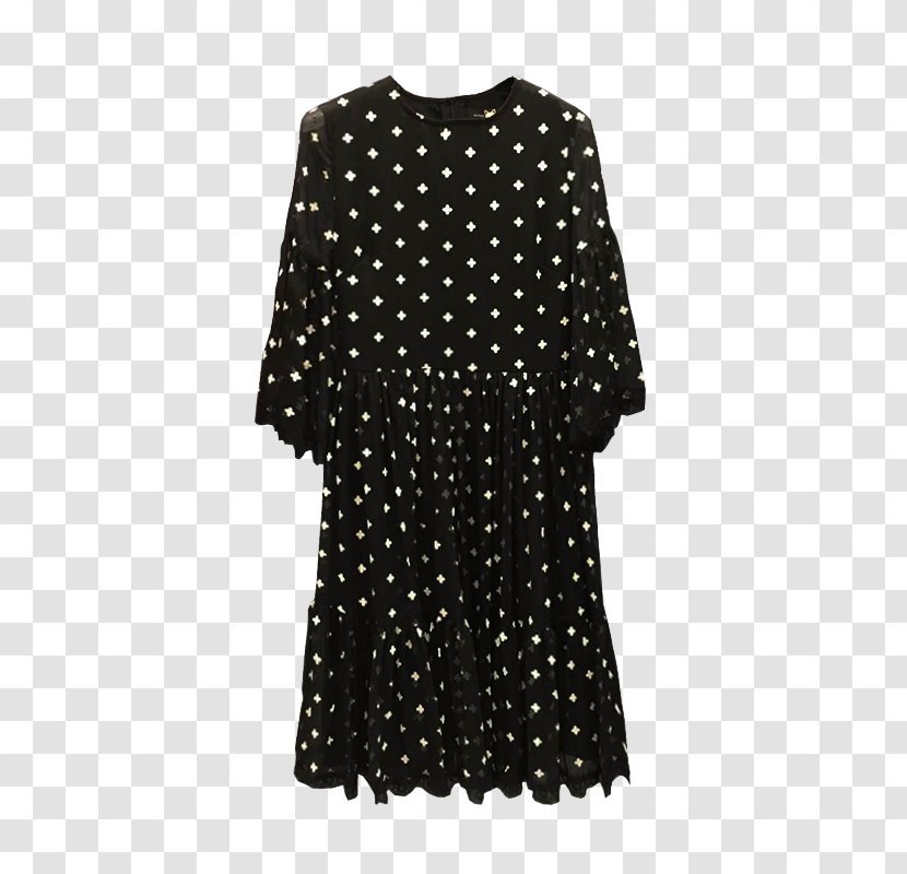 T-shirt Polka Dot Dress Chiffon Pocket - Frame - Black White Dots Transparent PNG