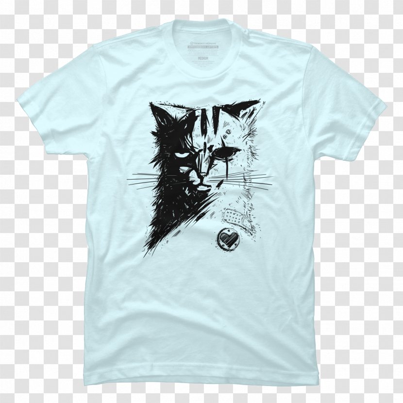 Printed T-shirt Cat Clothing Top - Crew Neck Transparent PNG
