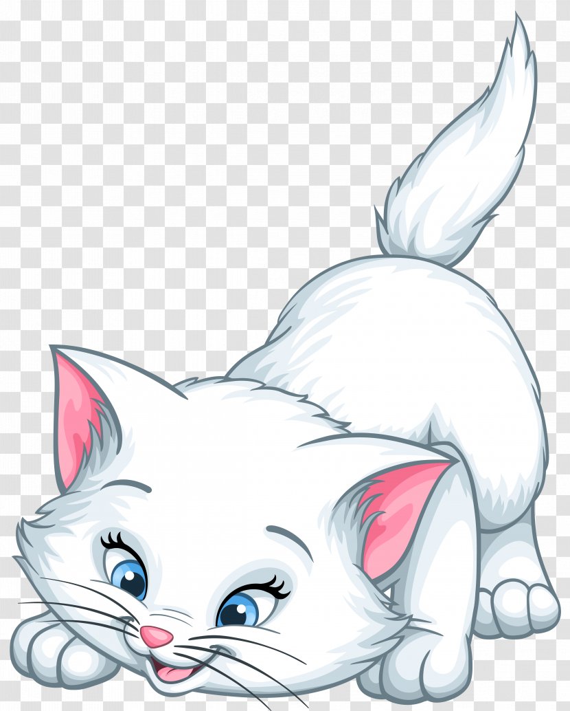Kitten Cat Whiskers Marie Cartoon - White Clip Art Image Transparent PNG