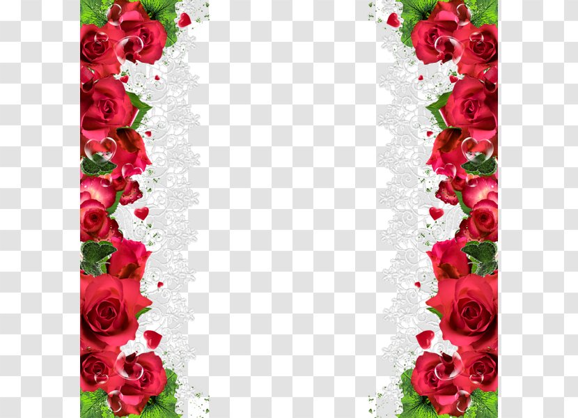 Rose Flower Red Clip Art - Floral Design - Romantic Decorative Border Transparent PNG