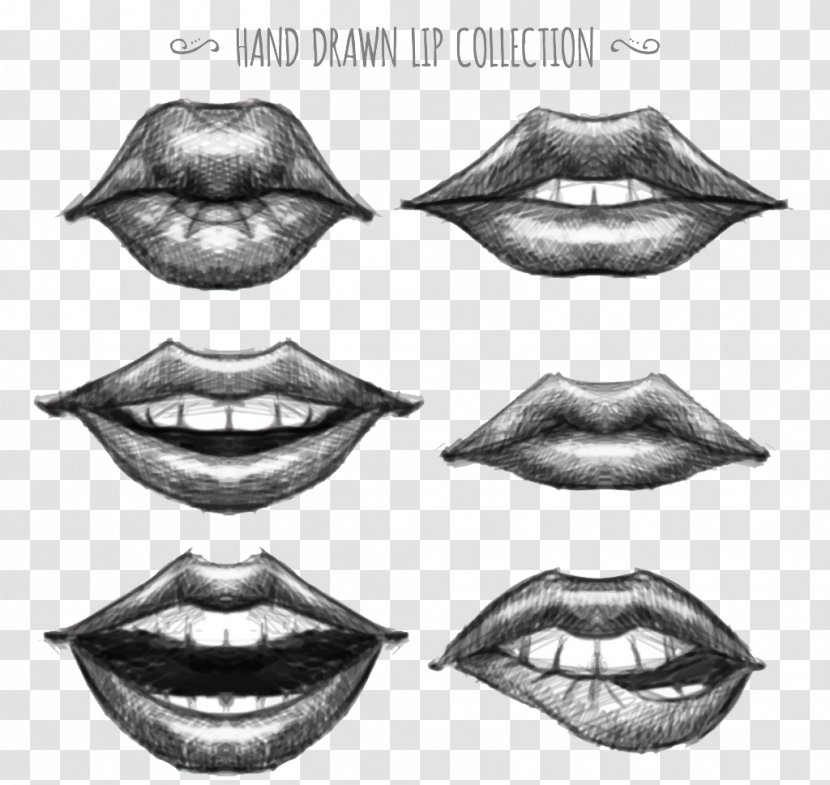 Drawing Lip Sketch - Heart - Lips Transparent PNG