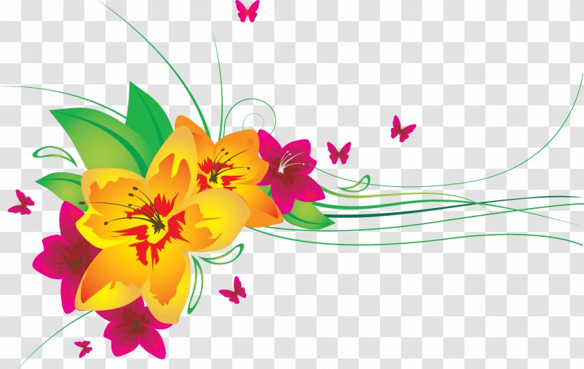 Butterfly Flower Drawing Clip Art - Royaltyfree - FLOWER PATTERN Transparent PNG