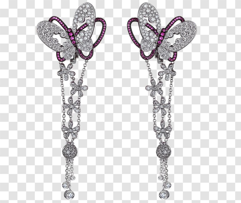Earring Papillon Dog Jewellery Gemstone - Butterfly Transparent PNG