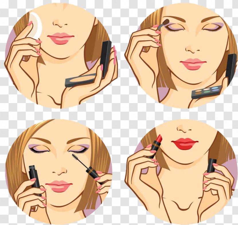 Cosmetics Woman Eye Shadow Clip Art - Cartoon - Makeup Steps Transparent PNG