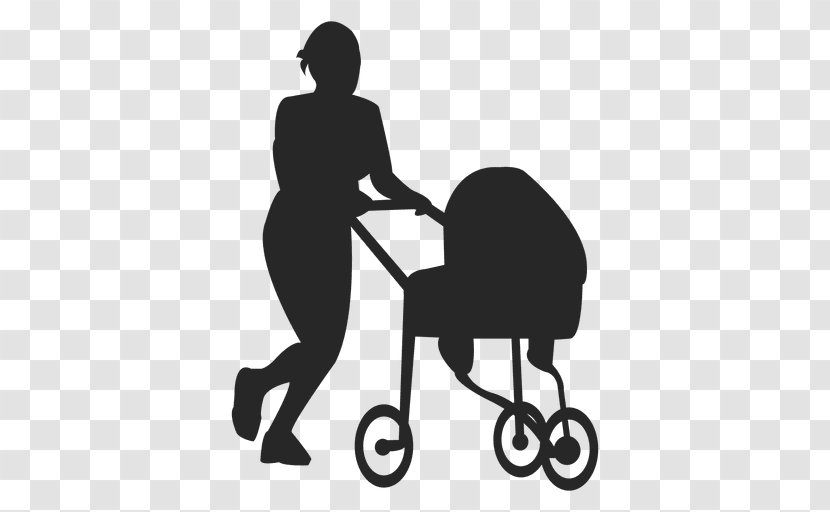 Silhouette Clip Art - Black And White - Pram Baby Transparent PNG