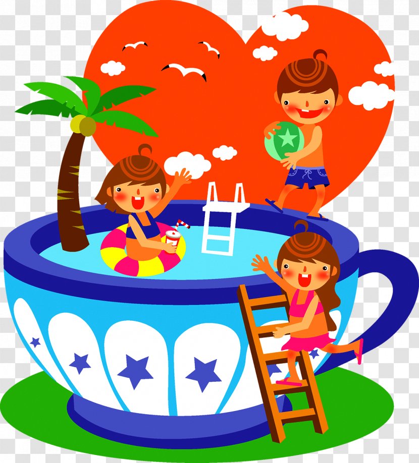 Summer Child Clip Art - Cartoon - Children Swimming Illustration Transparent PNG