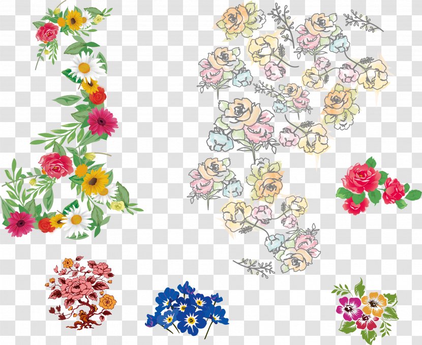 Floral Design Flower Euclidean Vector - Cut Flowers - Collection Material Transparent PNG
