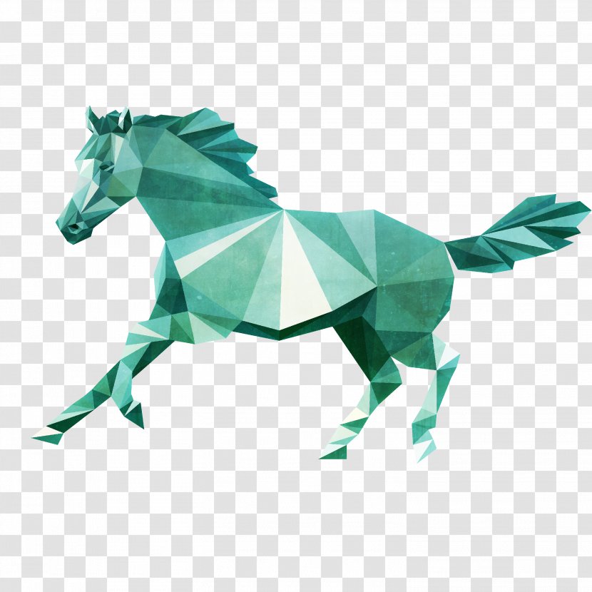 Low Poly Mustang Pony Horses 3D Mane - Wavefront Obj File Transparent PNG