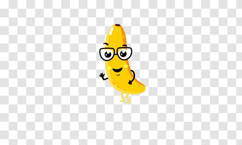 Fruit Cartoon Banana Illustration - Royaltyfree - Wearing A For Glasses Transparent PNG