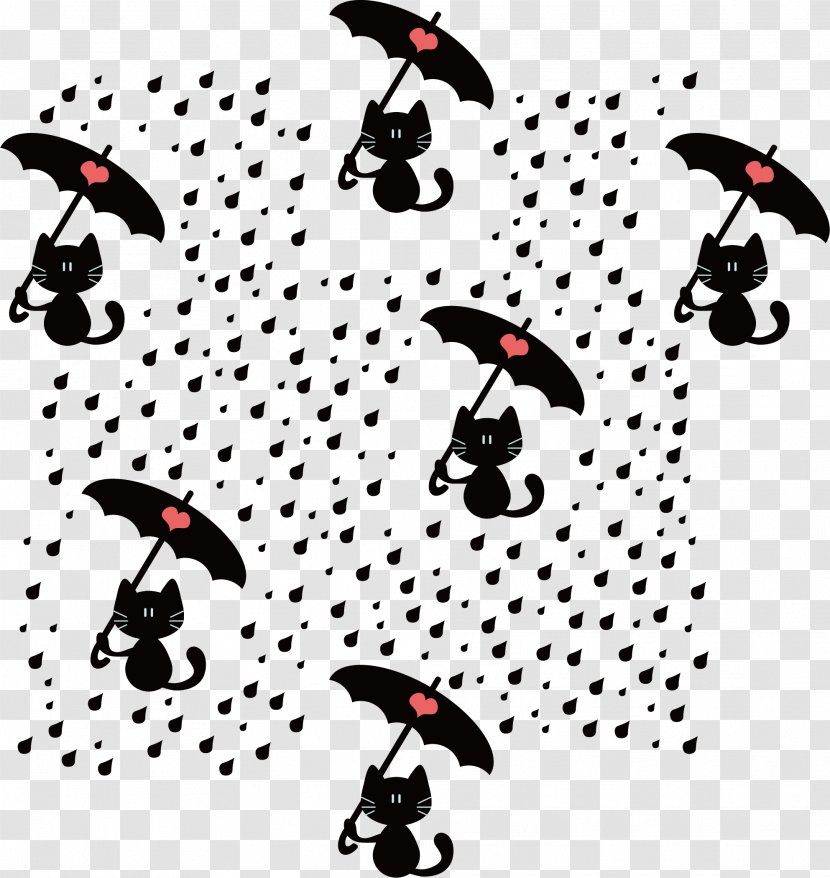 Kitten Cat Illustration - Vector Cute Umbrella Background Transparent PNG