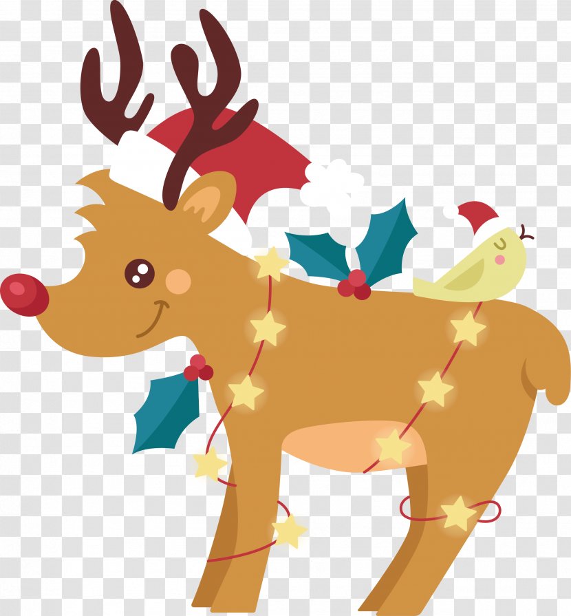 Reindeer Rudolph Euclidean Vector Clip Art - Holiday - Stars, Lights, Transparent PNG