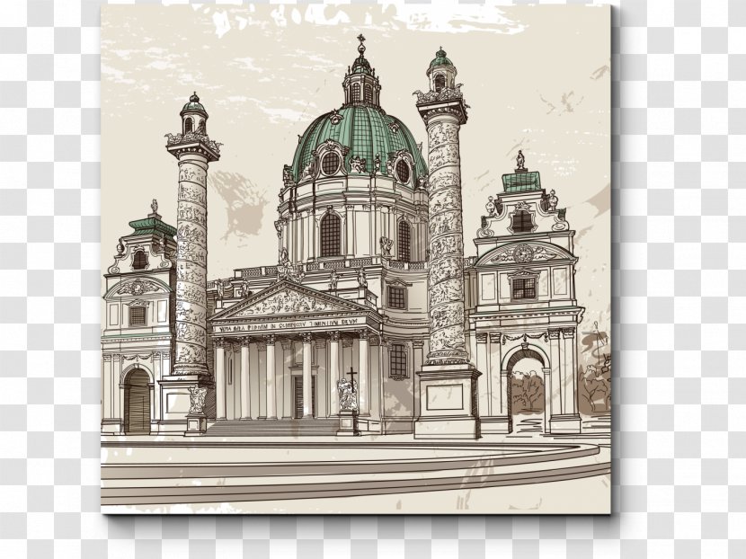 Karlskirche, Vienna Drawing Architecture - Kolkata City Sketch Transparent PNG