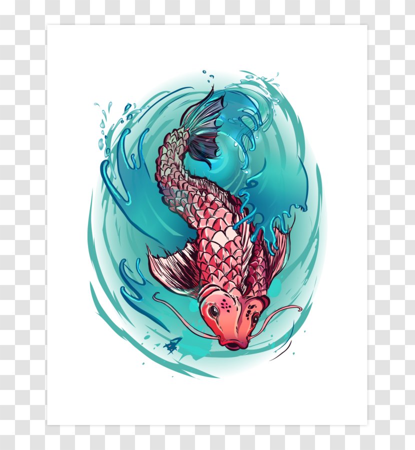 Hoodie T-shirt Koi Turquoise - Fish Transparent PNG