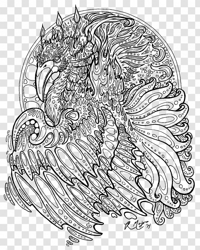 Line Art Drawing Black And White - Frame - Phoenix Transparent PNG