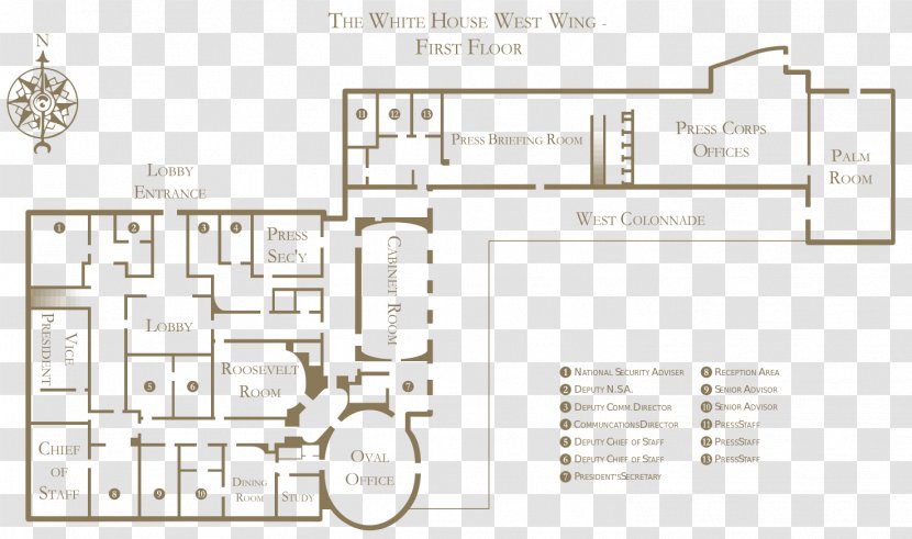 West Wing Floor Plan House Building - White Transparent PNG