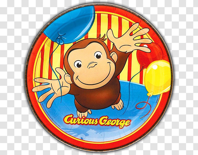 Curious George Party Birthday Plate Paper - Cartoon Transparent PNG
