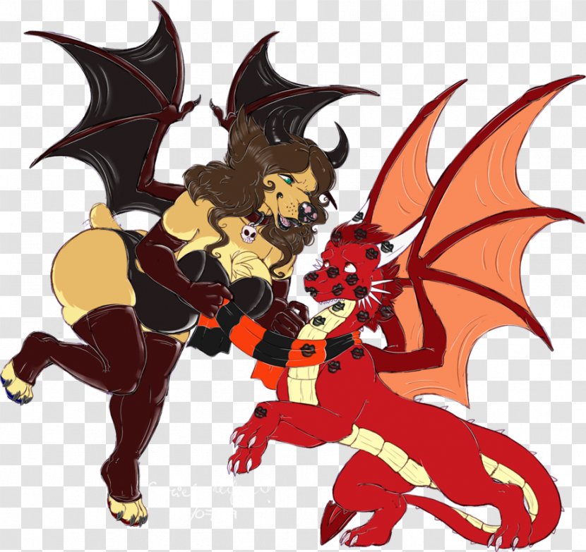 Dragon Devil Demon Kiss Cartoon - Supernatural Creature Transparent PNG