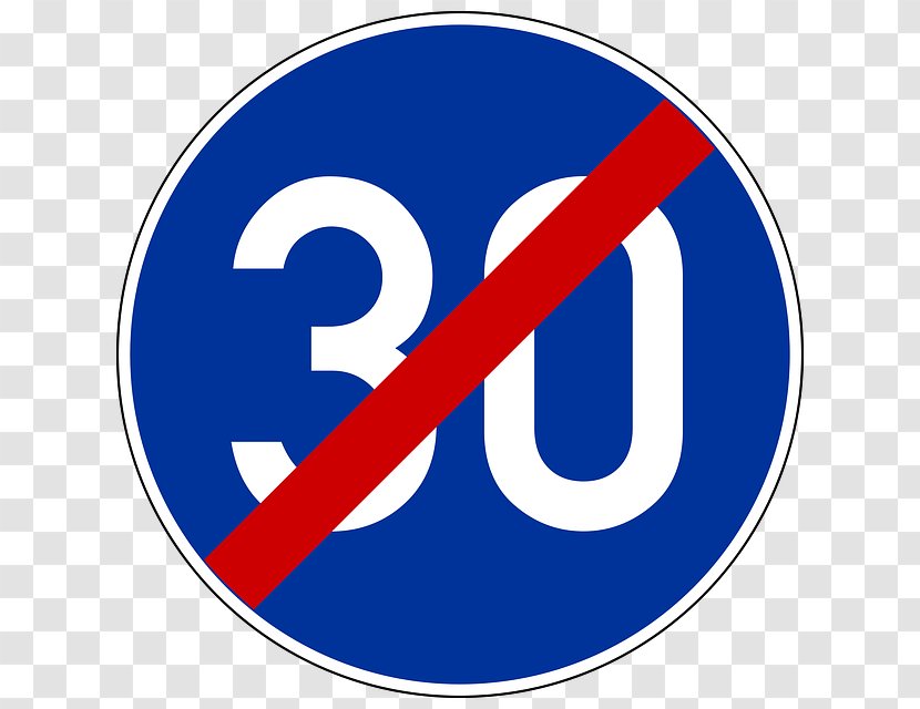 Traffic Sign 30 Km/h Zone Speed Limit Mandatory - Kmh - Road Transparent PNG