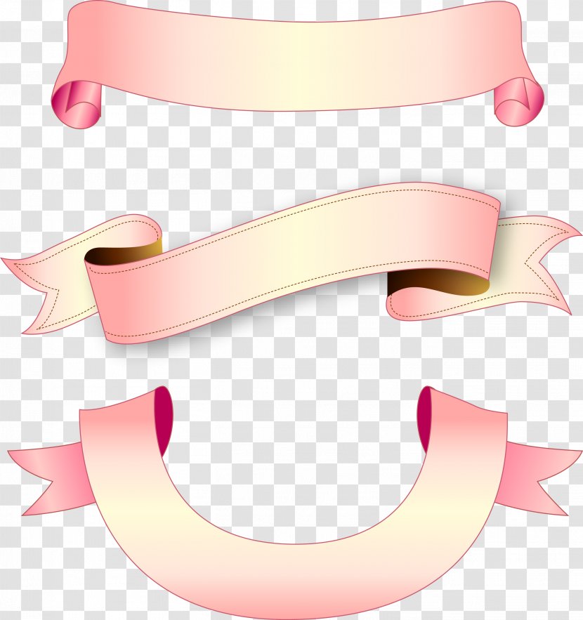 Clip Art - Pink - Title Box Stereo Ribbon Vector Transparent PNG