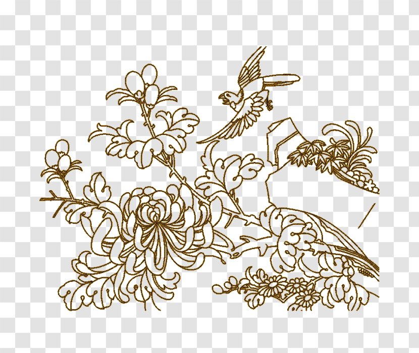 Embroidery Chrysanthemum Clip Art - Pollinator - Line Pattern Transparent PNG