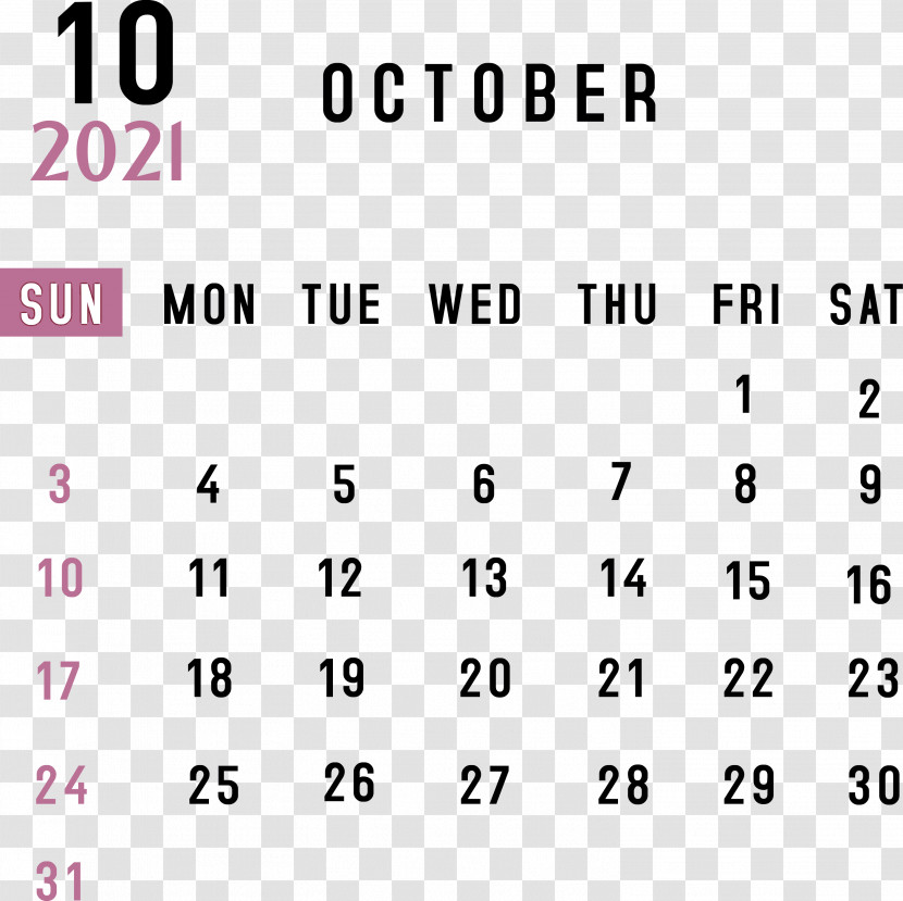 October 2021 Printable Calendar 2021 Monthly Calendar Printable 2021 Monthly Calendar Template Transparent PNG