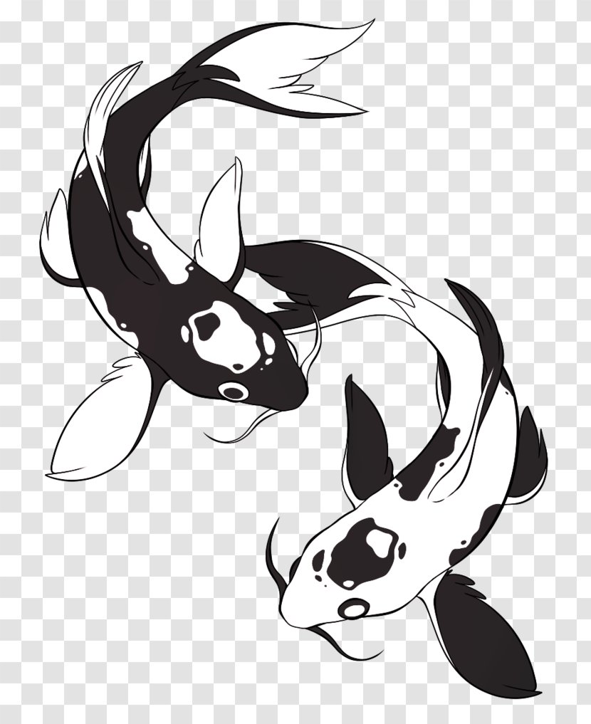 Hare Drawing Cat Mammal - Koi Fish Yin And Yang Transparent PNG
