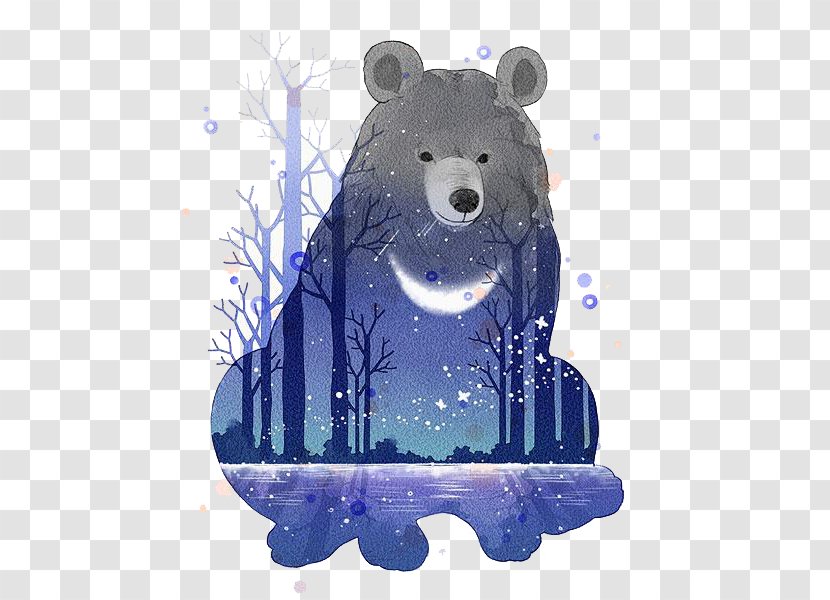 American Black Bear Asian Illustration - Heart - Tree Lake Transparent PNG