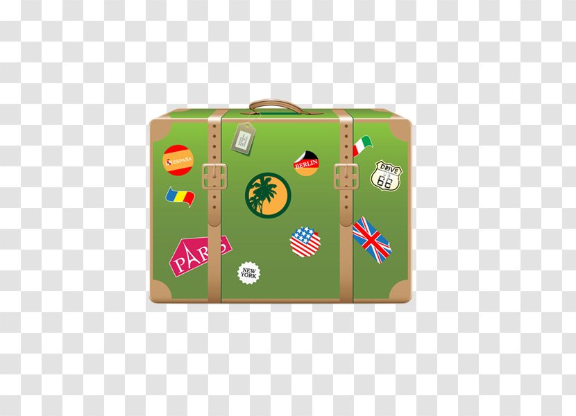 Air Travel Suitcase Baggage - Grass - Green Vintage Luggage Transparent PNG