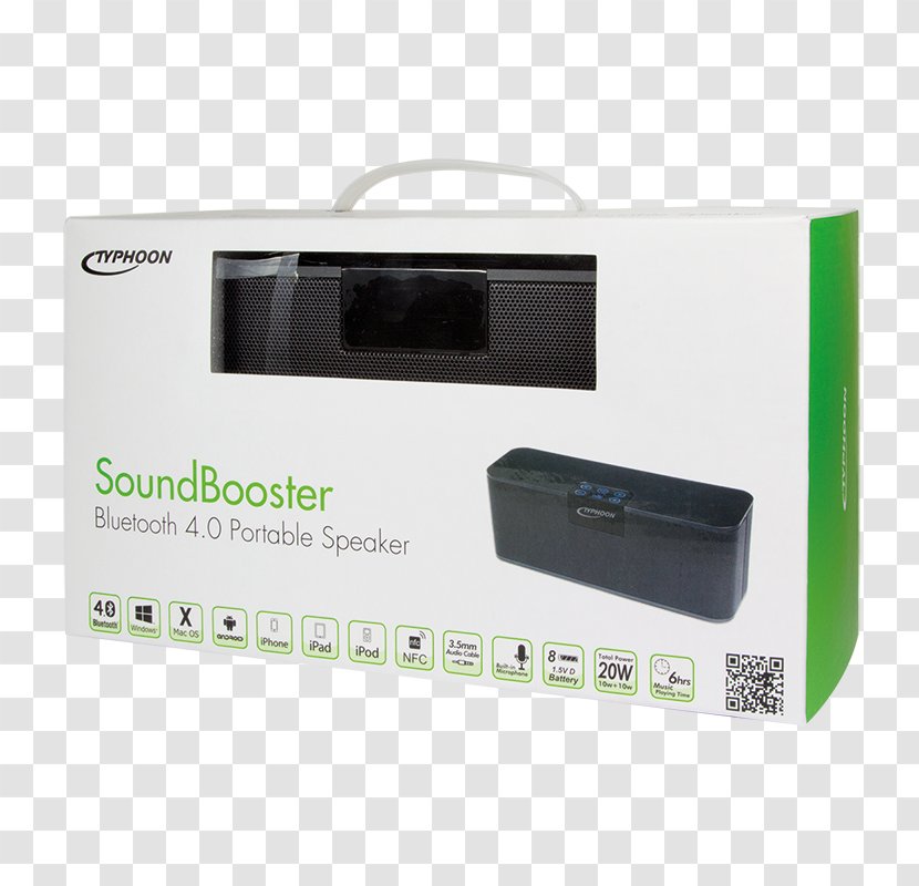 Typhoon SoundBooster Bluetooth 4.0 Lautsprecher Speaker With NFC Loudspeaker Electronics Multimedia - Volume Booster Transparent PNG