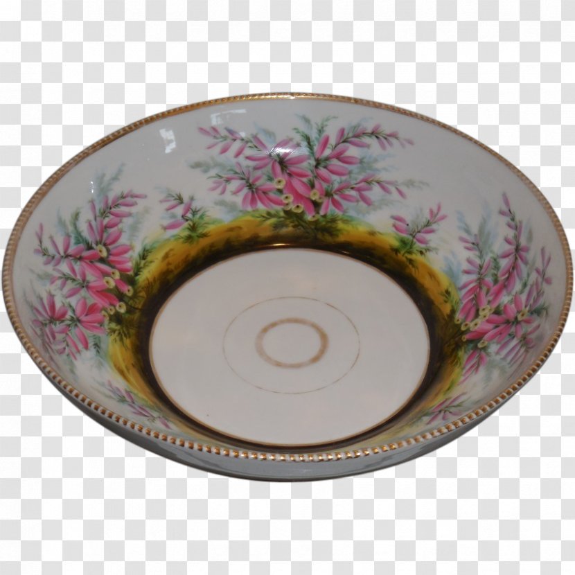 Porcelain Antique Art Plate Pink Flowers - Johann Loetz Witwe Transparent PNG