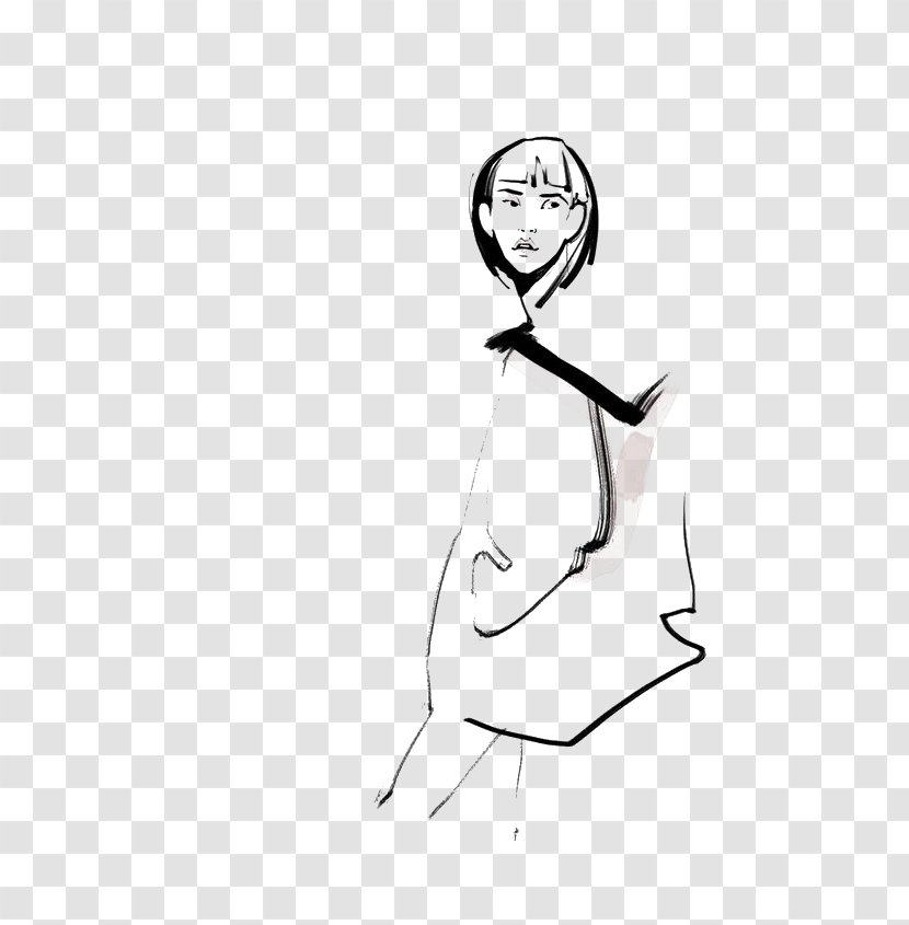 Fashion Sketchbook Paris Week Sketch - Silhouette - Cartoon Woman Transparent PNG