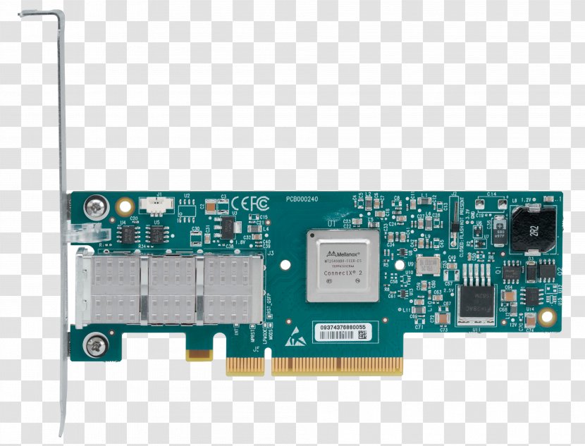 10 Gigabit Ethernet InfiniBand PCI Express Network Cards & Adapters Mellanox ConnectX-3 10Gigabit Card - Microcontroller - Infiniband Transparent PNG
