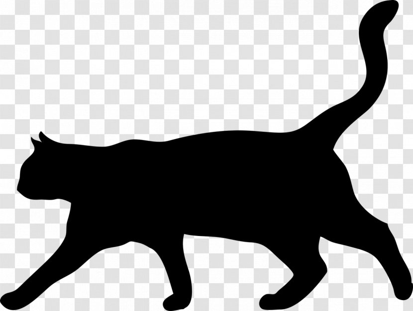 Cat Silhouette Kitten Stencil - Black And White Transparent PNG