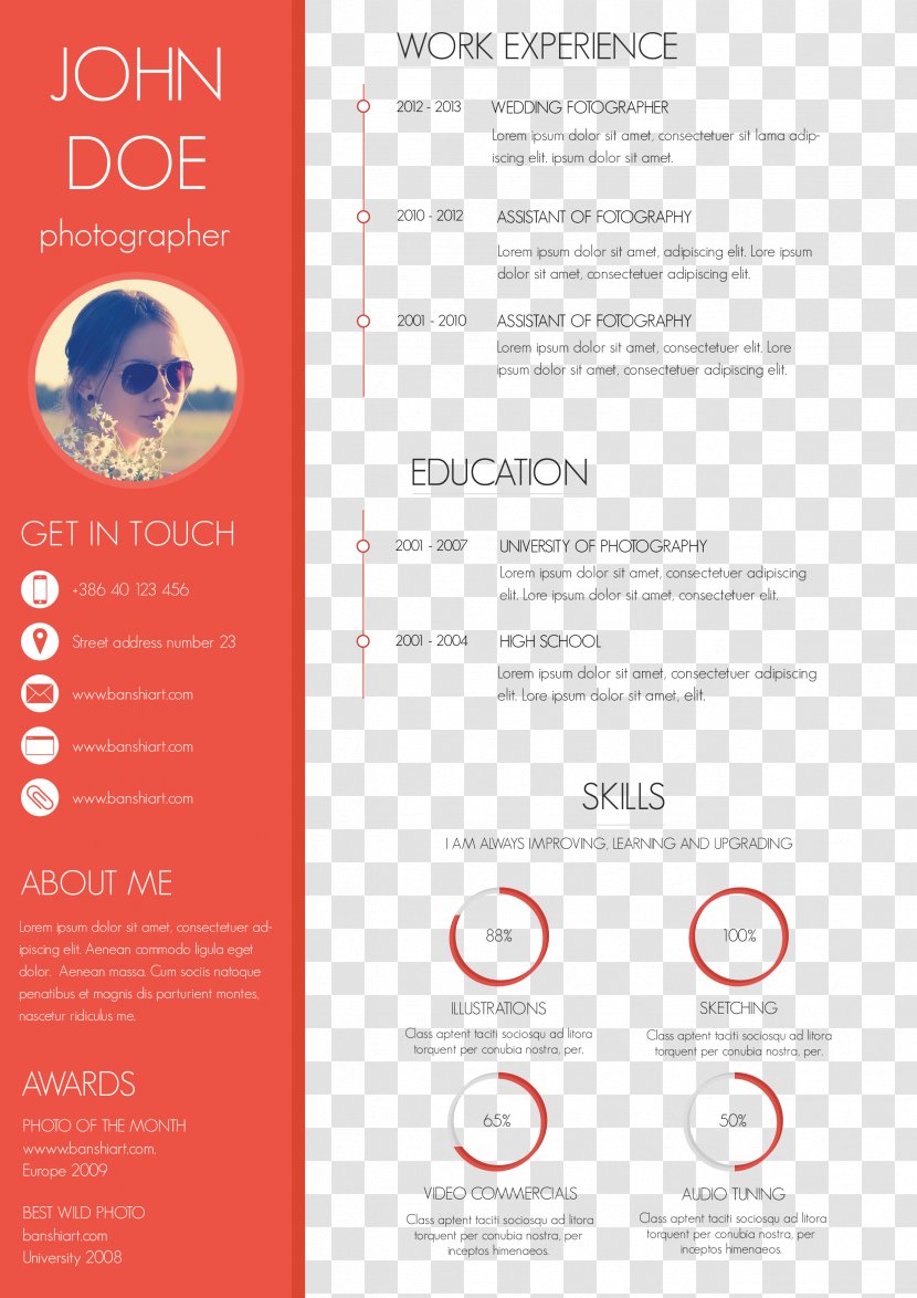 Résumé Template Skill Cover Letter Curriculum Vitae - Personal Identification Number - Red Jane Transparent PNG