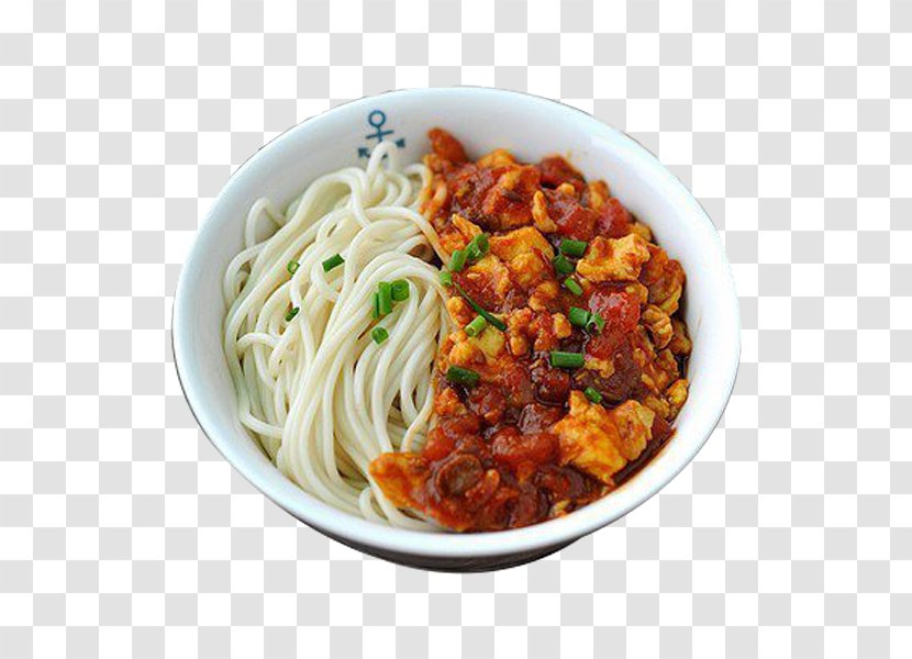 Zhajiangmian Chinese Cuisine Jajangmyeon Shrimp Roe Noodles Lor Mee - Sauce - Tomato Egg Transparent PNG