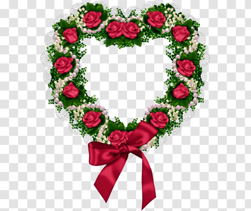 Flower Rose Valentines Day Heart - Floral Design - Wedding Elements Garland Of Roses Transparent PNG