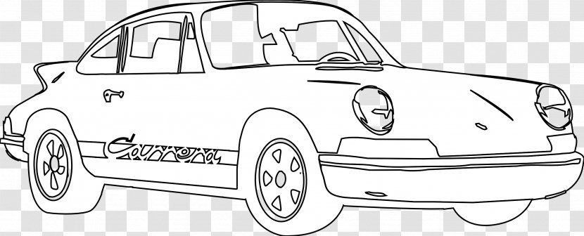Sports Car Line Art Door Drawing - Child - Porsche Cliparts Transparent PNG