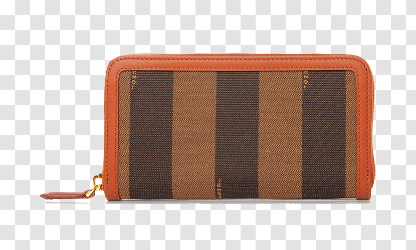 Wallet Coin Purse Brand - Orange - Fendi Brown Canvas Zipper Long Transparent PNG