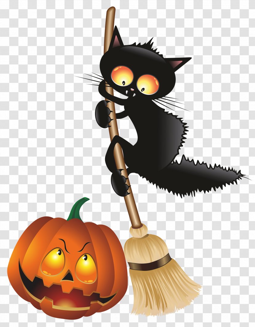 Black Cat Halloween Kitten Clip Art - Like Mammal - Witch Transparent PNG