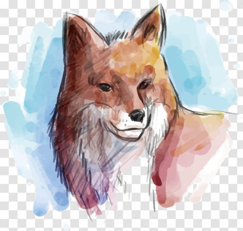 Gray Wolf Watercolor Painting Euclidean Vector Animal - Hand Painted Transparent PNG
