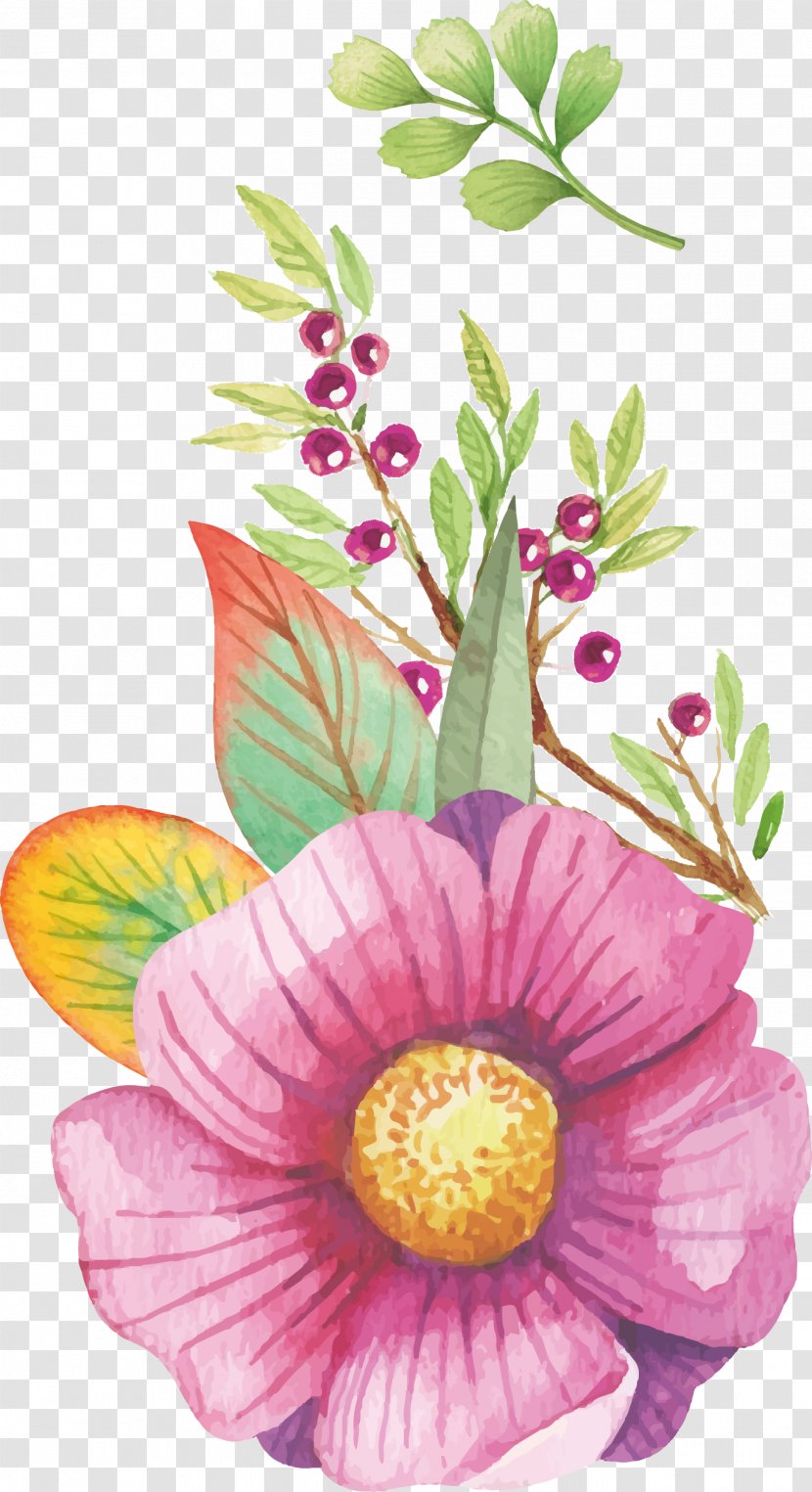 Watercolour Flowers Watercolor Painting Clip Art - Flower - Beautifully Vector Floral Decoration Transparent PNG