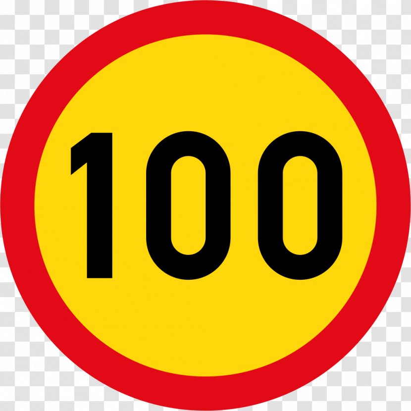Traffic Sign Speed Limit Kilometer Per Hour Road - Bildtafel Der Verkehrszeichen In Schweden - Hundred Transparent PNG