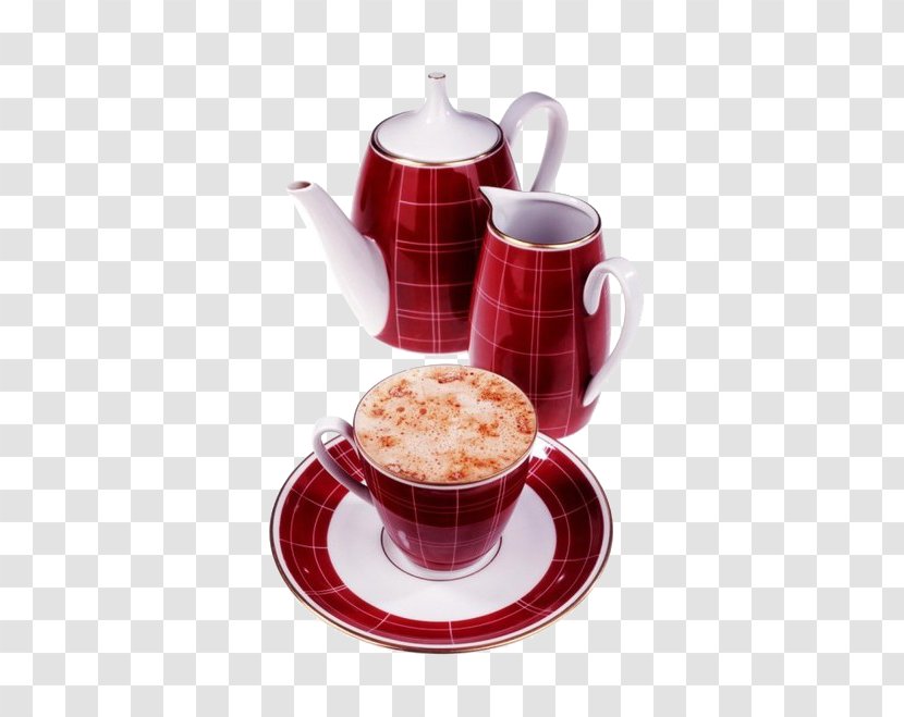 Coffee Cappuccino Espresso Tea Wallpaper - Saucer - Red Cup Transparent PNG