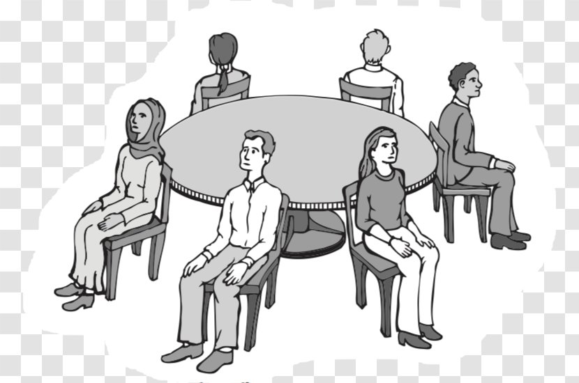 Human Sketch Illustration Chair Line Art - People Sitting Around A Table Transparent PNG