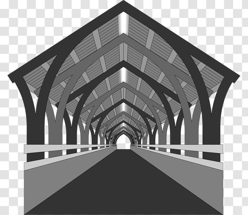 Black And White Illustration - Facade - Tunnel Road Transparent PNG