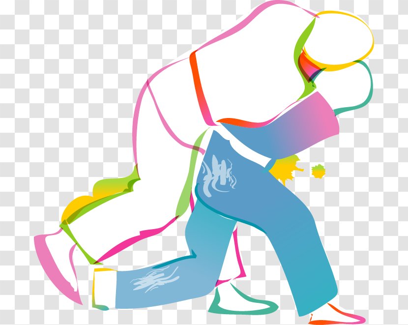 Cartoon Silhouette Clip Art - Flower - Hand Colored Figures Sport Wrestling Transparent PNG