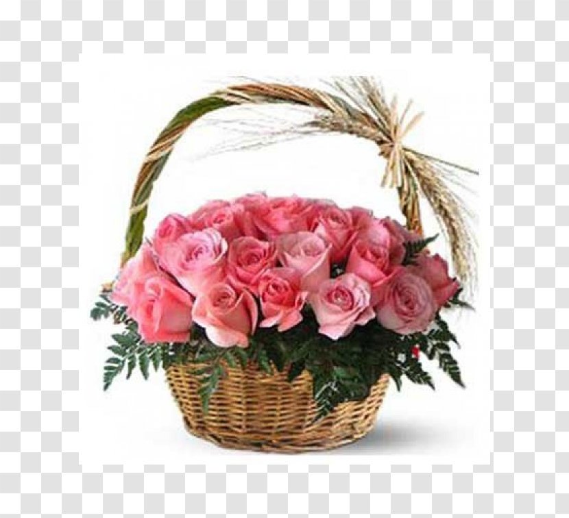 Basket Rose Flower Bouquet Cut Flowers - Pink - Teacher's Day Transparent PNG