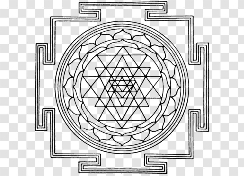 Lakshmi Hindu Iconography Sri Yantra Hinduism - Black And White Transparent PNG