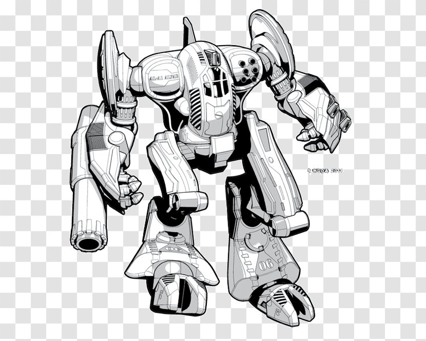 MechWarrior Online Mecha Robot Sketch - Monochrome Transparent PNG